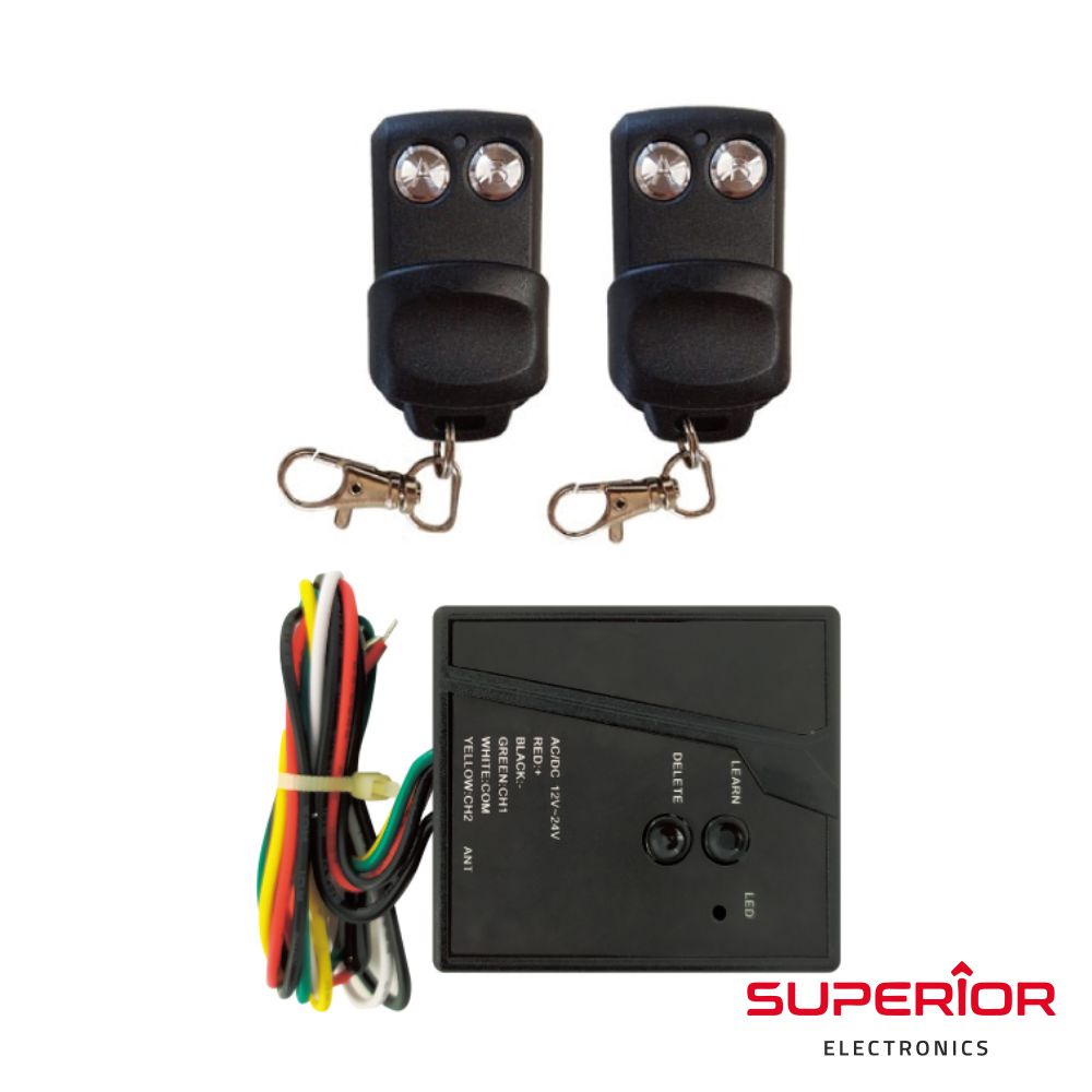 Kit Recetor 433Mhz  2 canais para interior c/ 2 Comandos